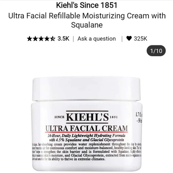 KIEHLS 2 PC NEW Ultra Facial Cream Squalane Hydrating Moisturizer – 50ml + 28ml - Picture 5 of 13